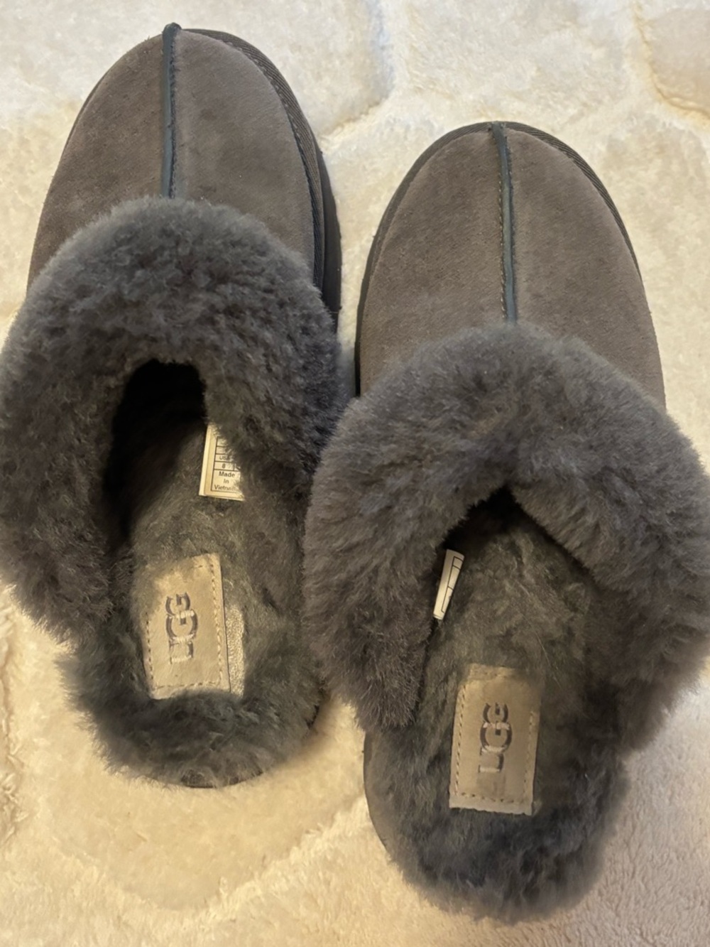 UGG Charcoal Shearling Slip-On Slippers